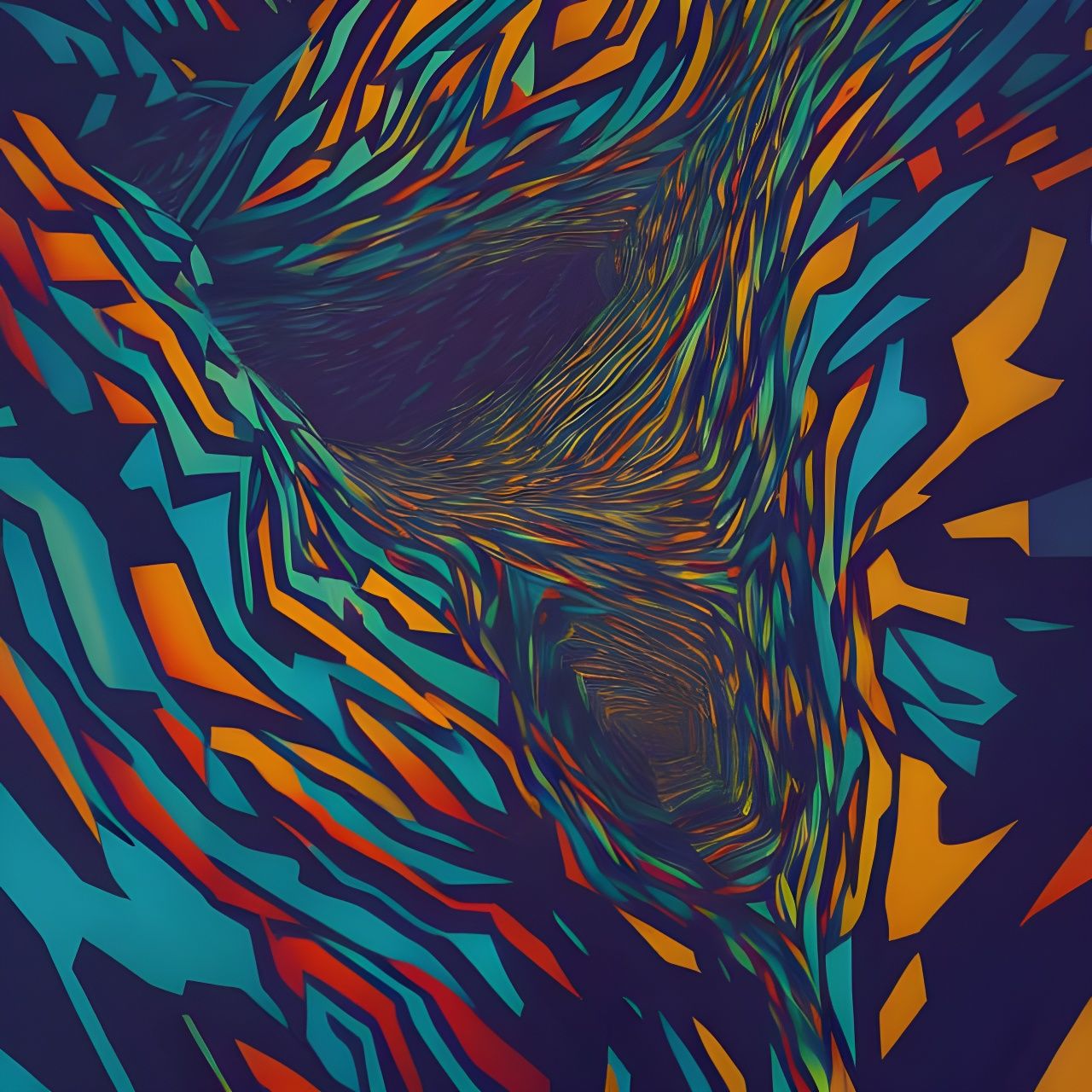 Victorian Village Optical Illusion in Maximalist Style