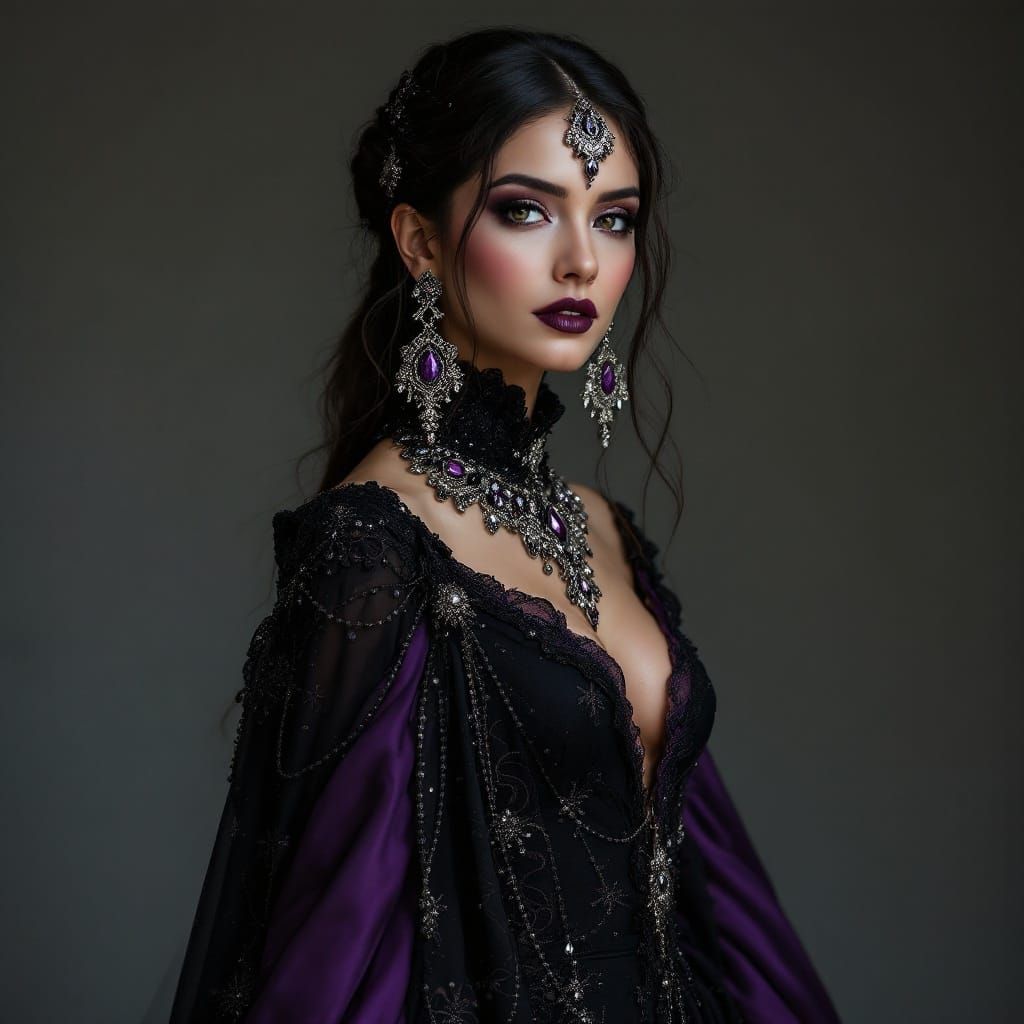 Regal Woman Adorned with Luxurious Jewels