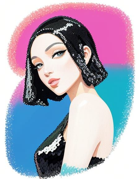 Sleek Astral Typhoon Painting in Vibrant Pointillism Style