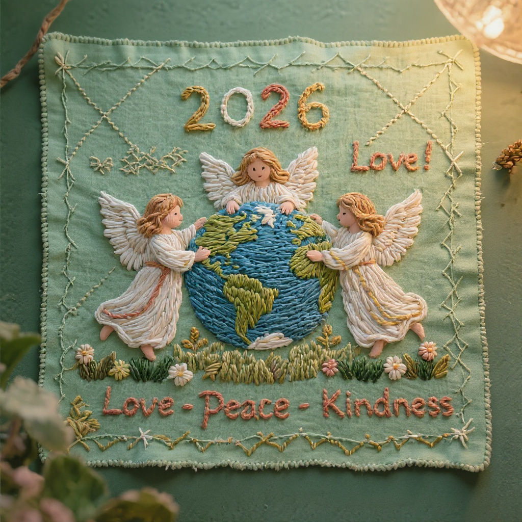 Embroidery Art of Angels Protecting Earth in 2026