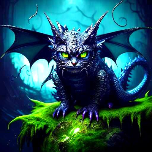 Surreal Dragon-Cat Hybrid in a Dali Landscape