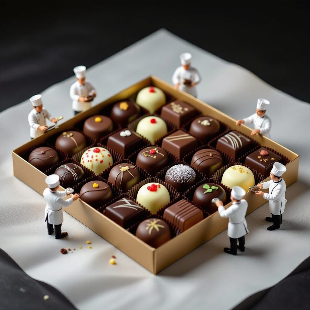 Exquisite Box of Chocolates with Miniature Decorators