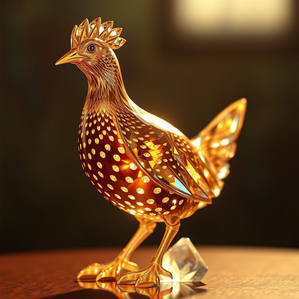 Crystal Partridge with Golden Chiaroscuro Lighting