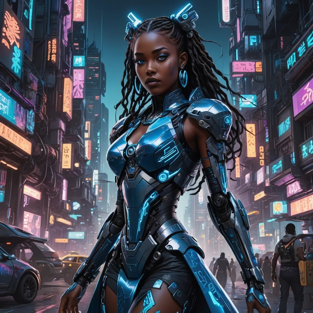 Cyberpunk Goddess in Princess Dress, Chromatic Blue Makeup