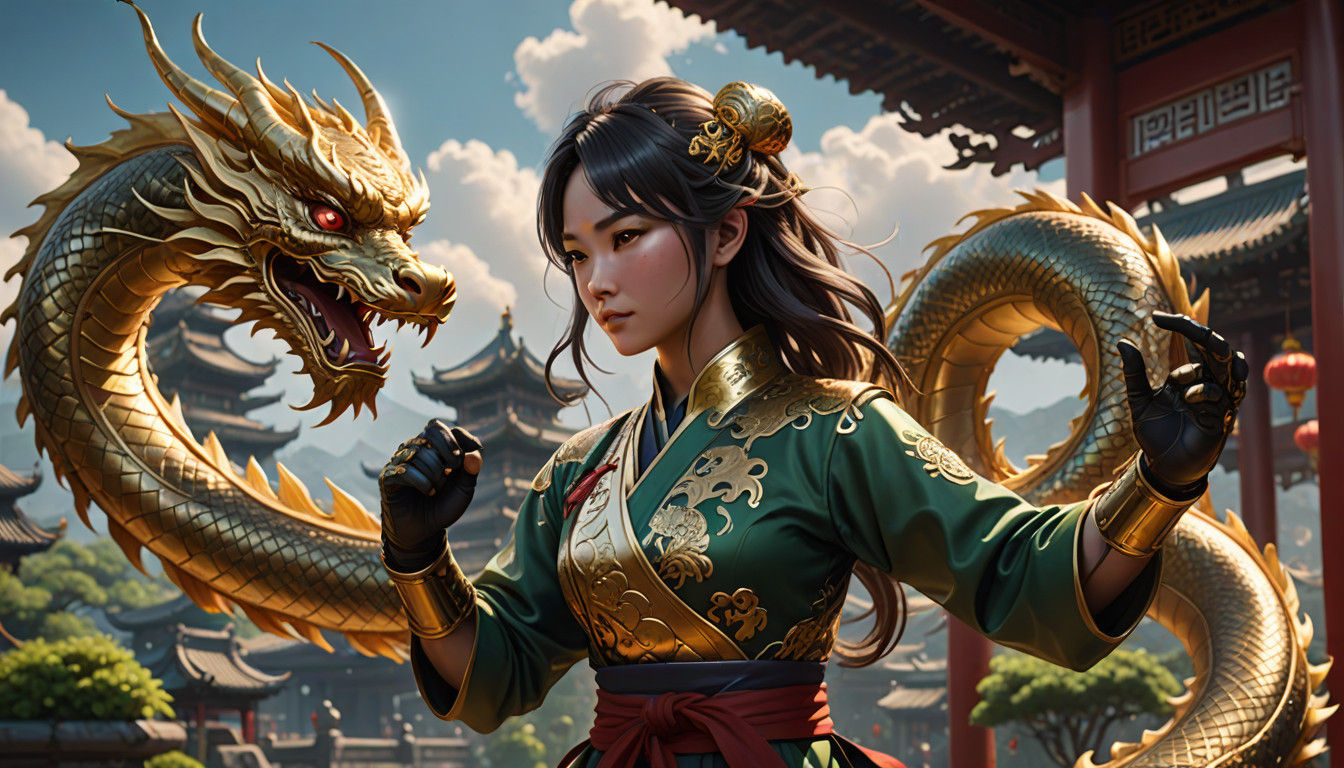 Ethereal Warrior in 3D Anime Style