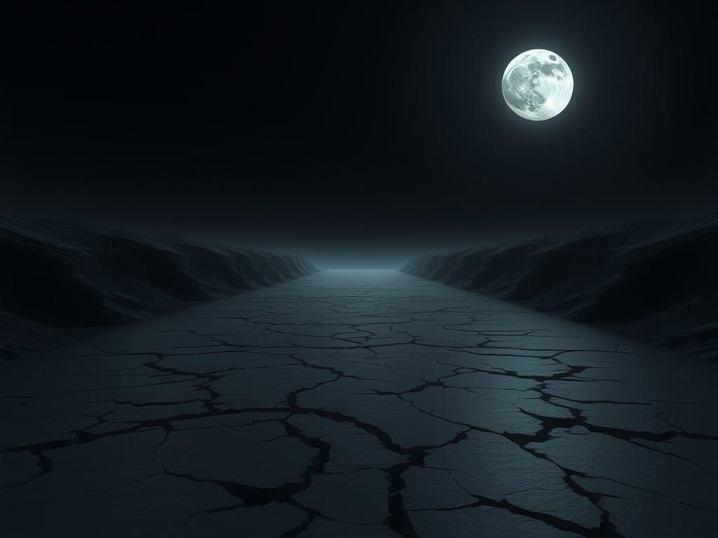 Cosmic Blacktop Abyss Under Archaic Silver Moon
