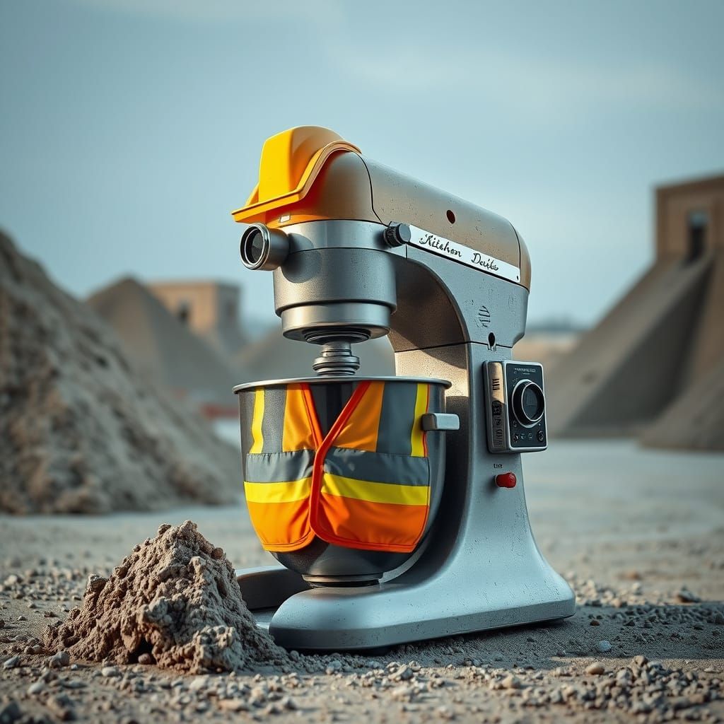 Whimsical Kitchen Mixer on Construction Site