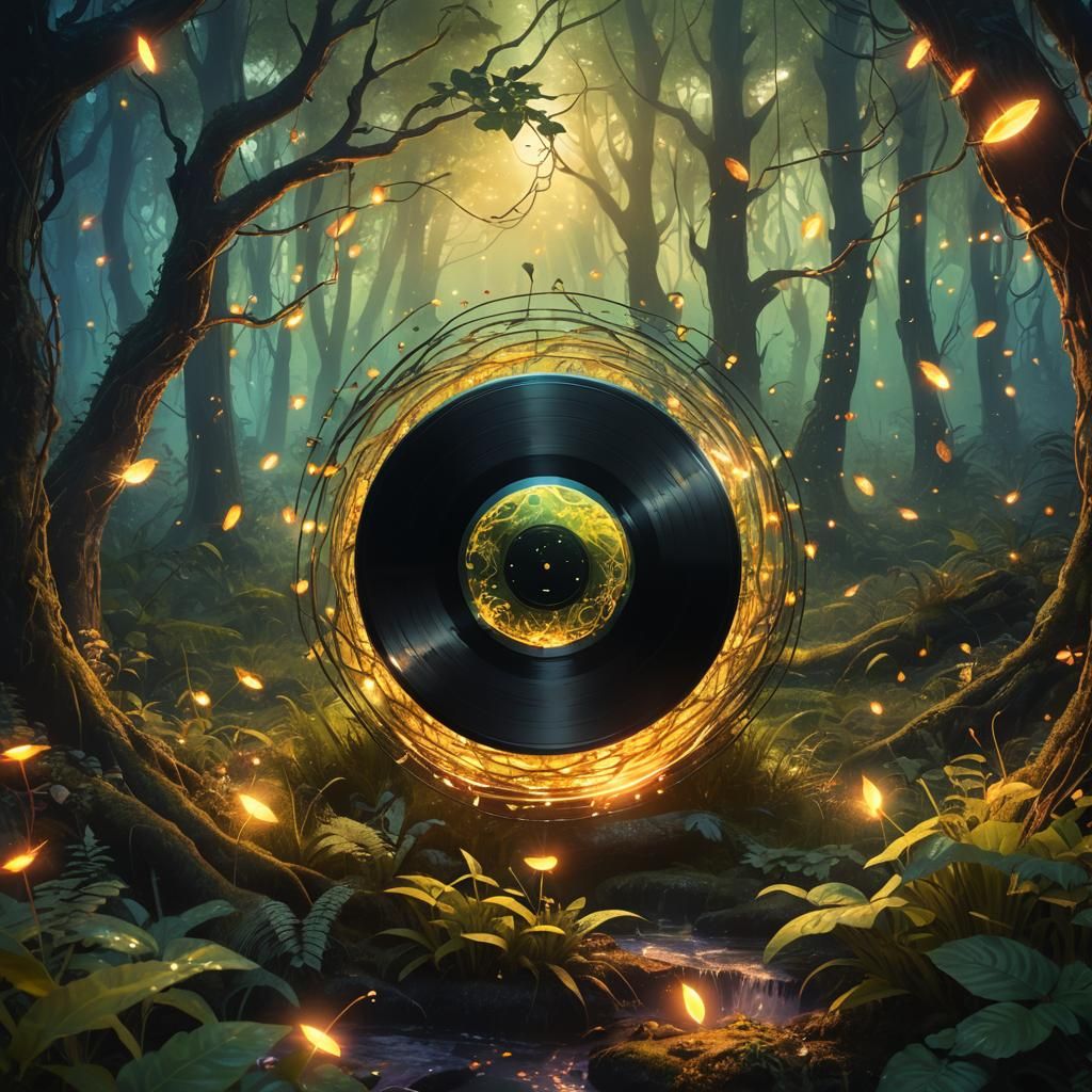 Mystical Forest Vinyl Record in Fantasy Painting