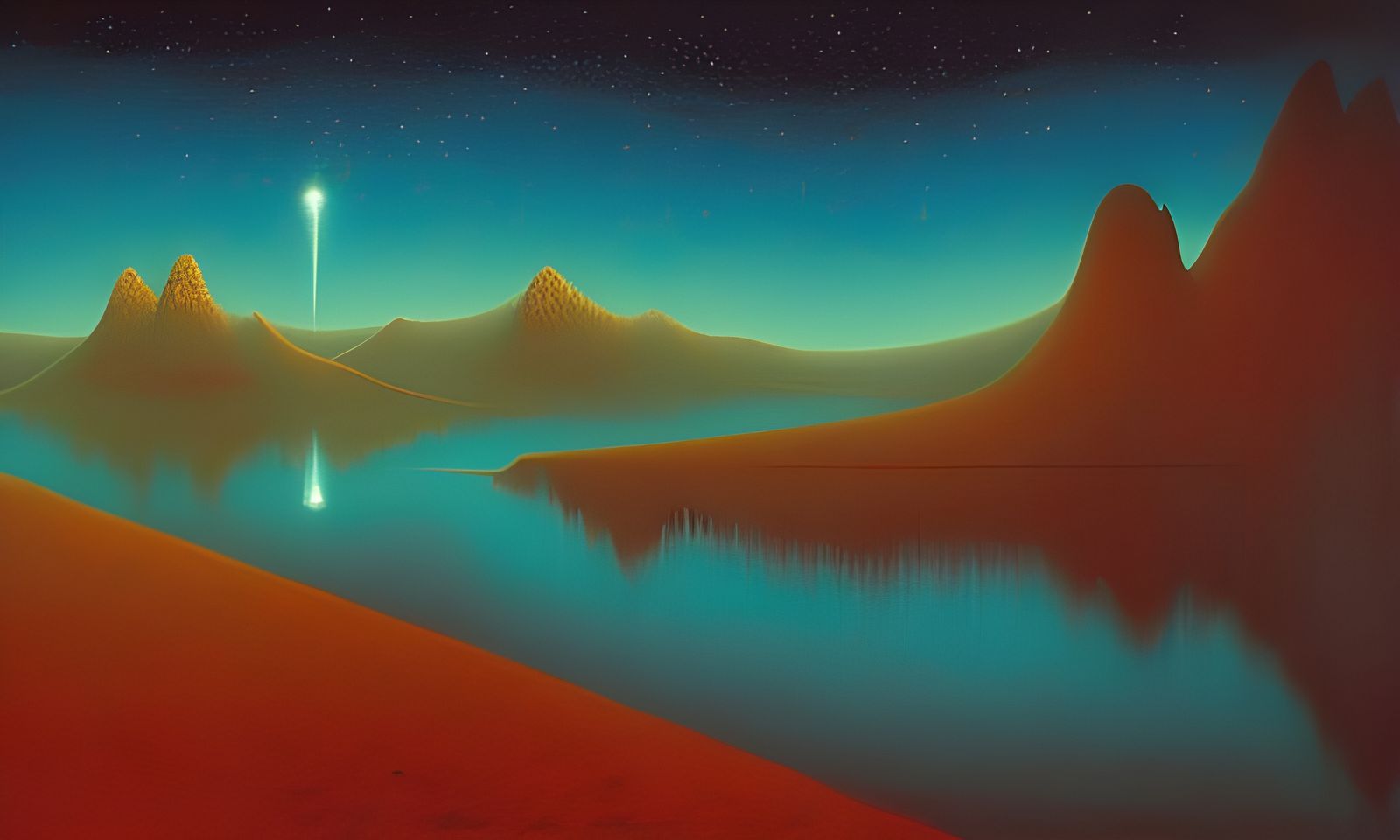 Surreal Eternity Gate Landscape with Stars