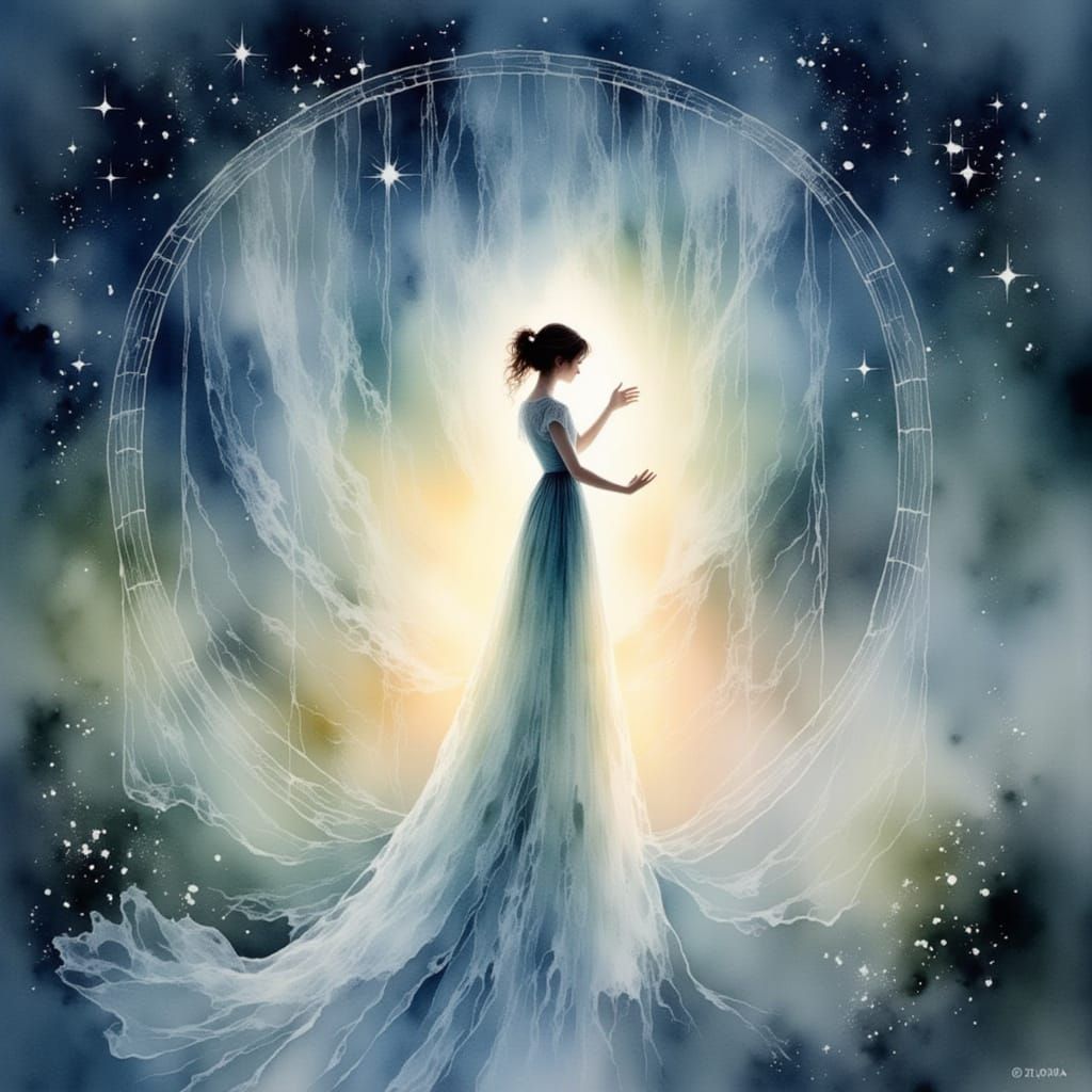 Ethereal Watercolour Masterpiece of Human Radiance