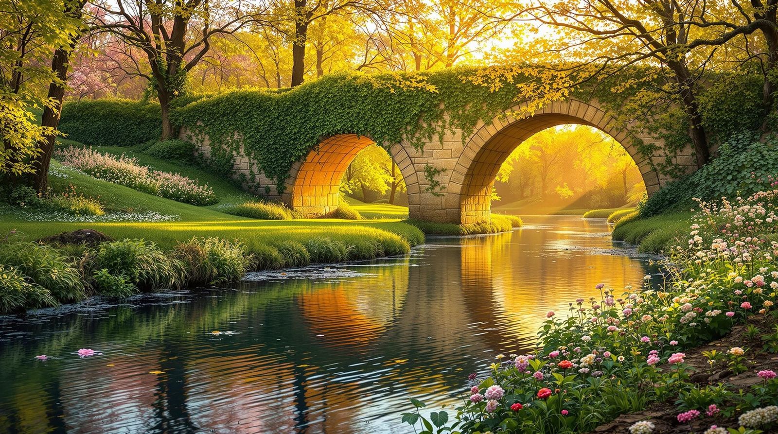 Idyllic Springtime Scene in Photorealistic Style