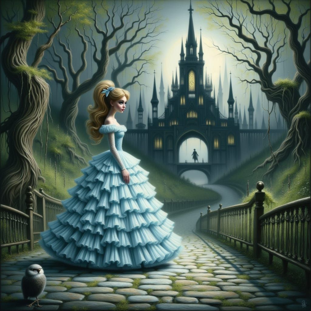 Cinderella in Moonlit Castle, James Jean Style