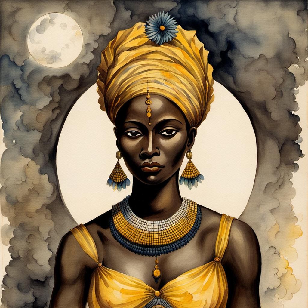 Ezilí Dantó as 1800s Watercolor Painting