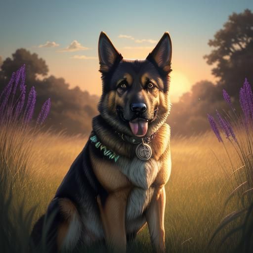 Cute German Shepherd in Manga Style