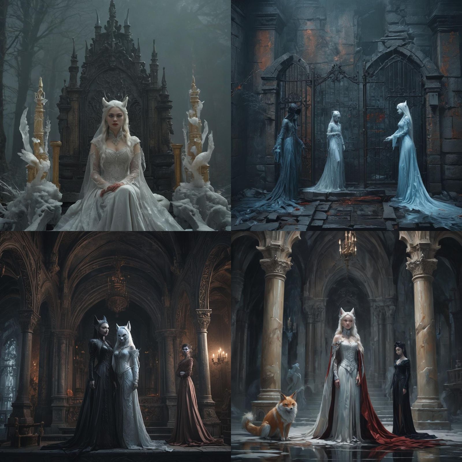 Ice Goddess and Vampire Kitsune in Dark Castle