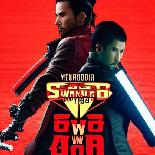 Cyberpunk Samurai Duel with Neon Katana Swords