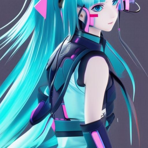 Hatsune Miku in Cyberpunk 2099 Neon City