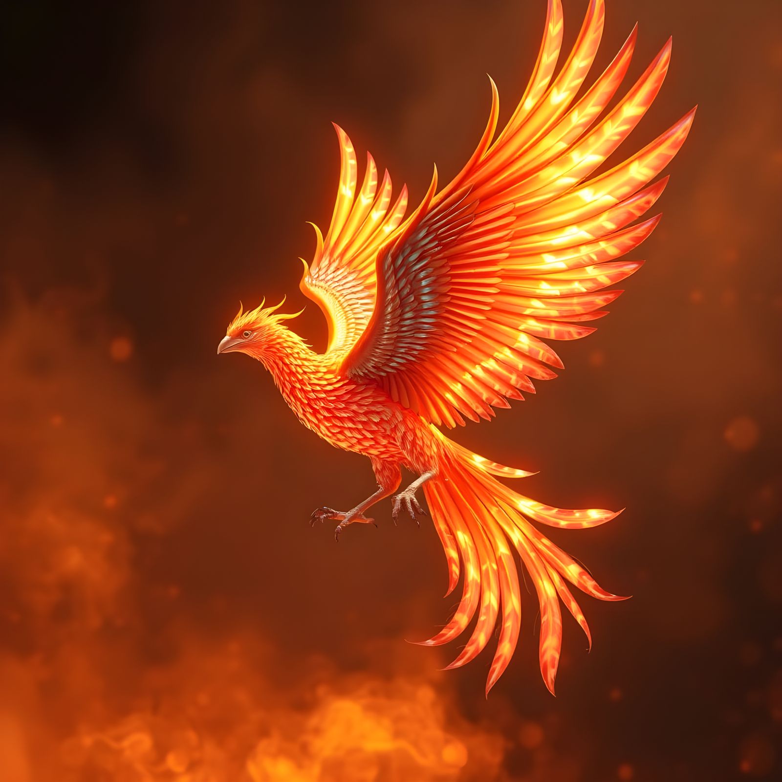 Radiant Phoenix in Mid-Flight