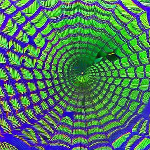 Hyperrealistic Optical Illusion Spiderwebs in Rainbow Colors