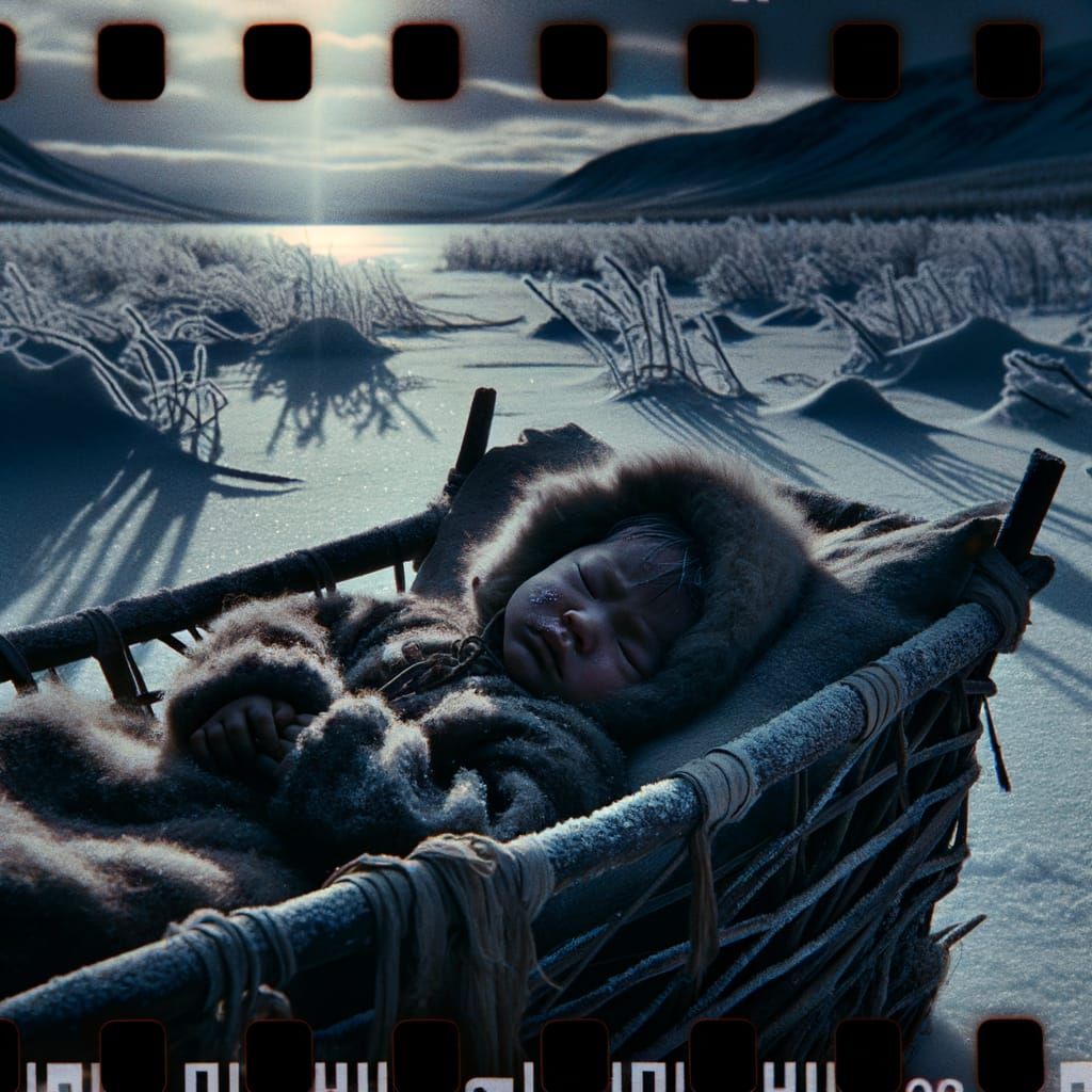 Lost Infant in Yakutian Winter Forest, Mid-20th Century