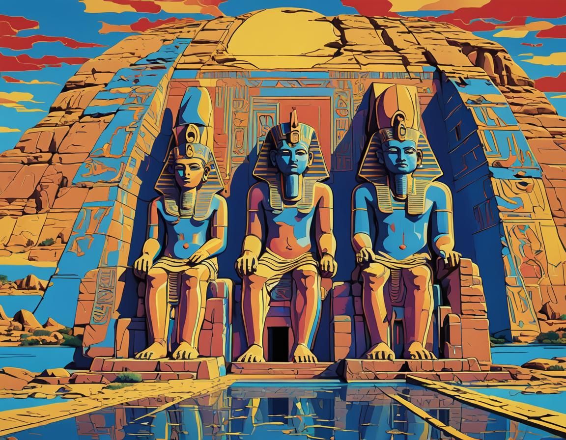 Abu Simbel Temple in Pop Art Style