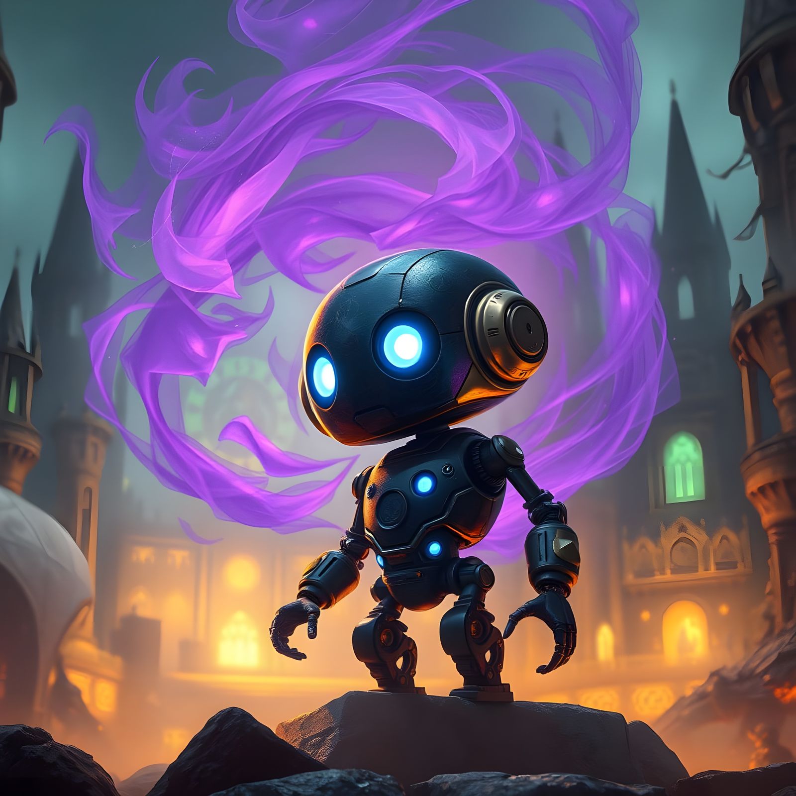 Curious Robot in Detailed Matte Painting