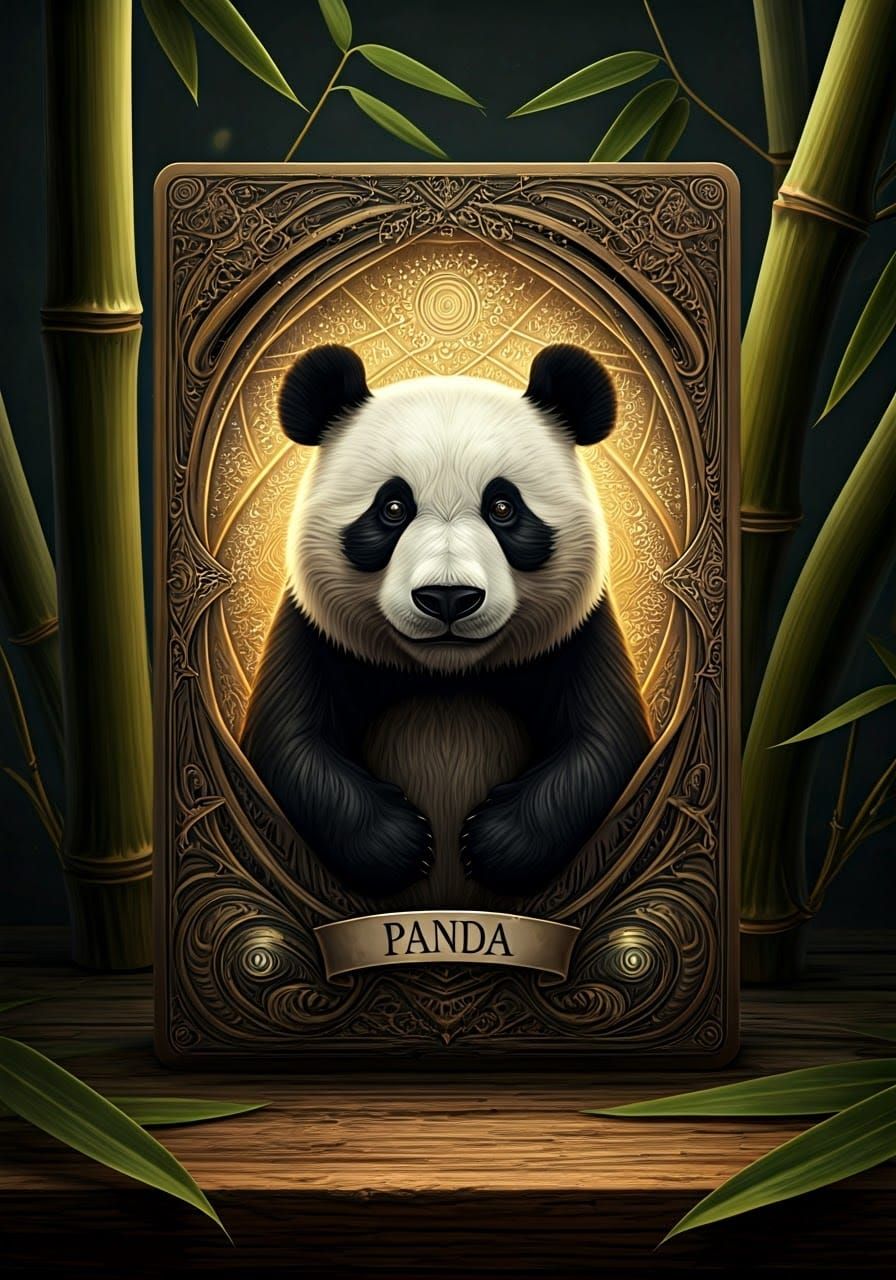 Detailed 3D Panda Tarot Card Illustration