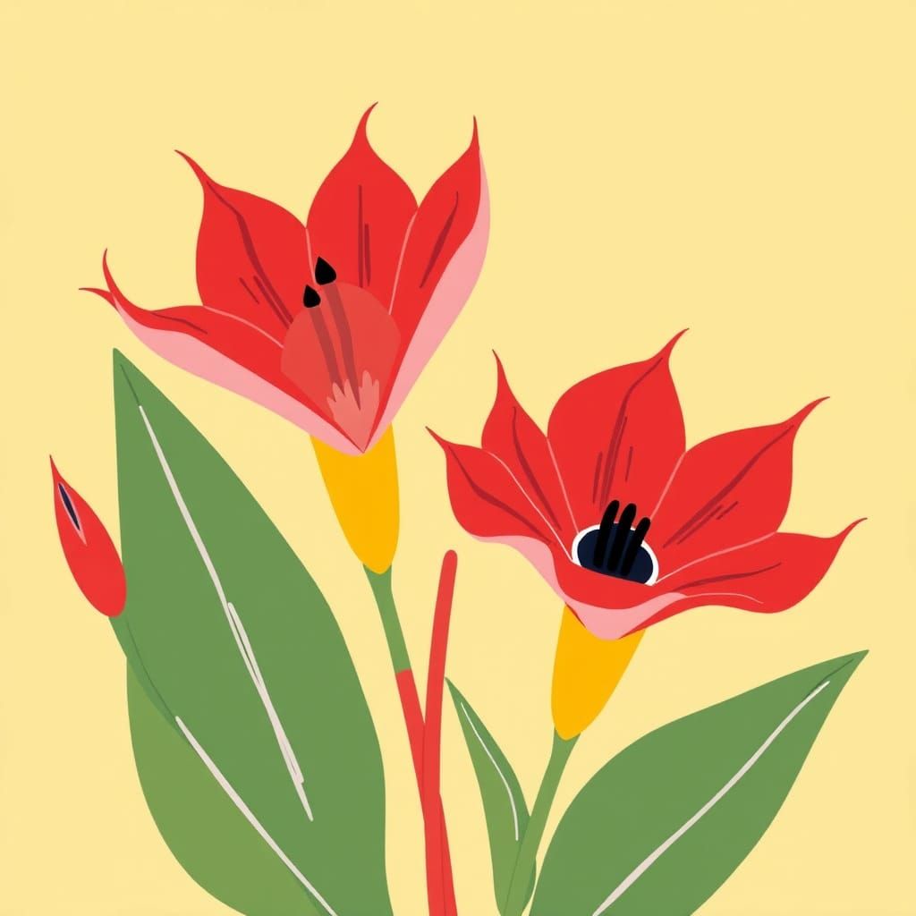 Sturt's Desert Pea in Modernist Style