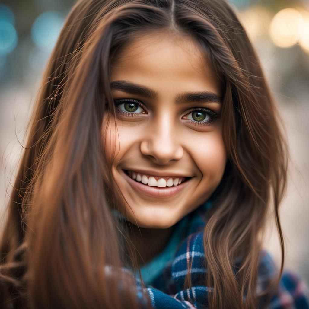 Portrait of Smiling Arabic Girl in Natural Light