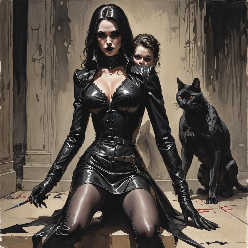 Sinister Mistress and Submissive in Gothic Style