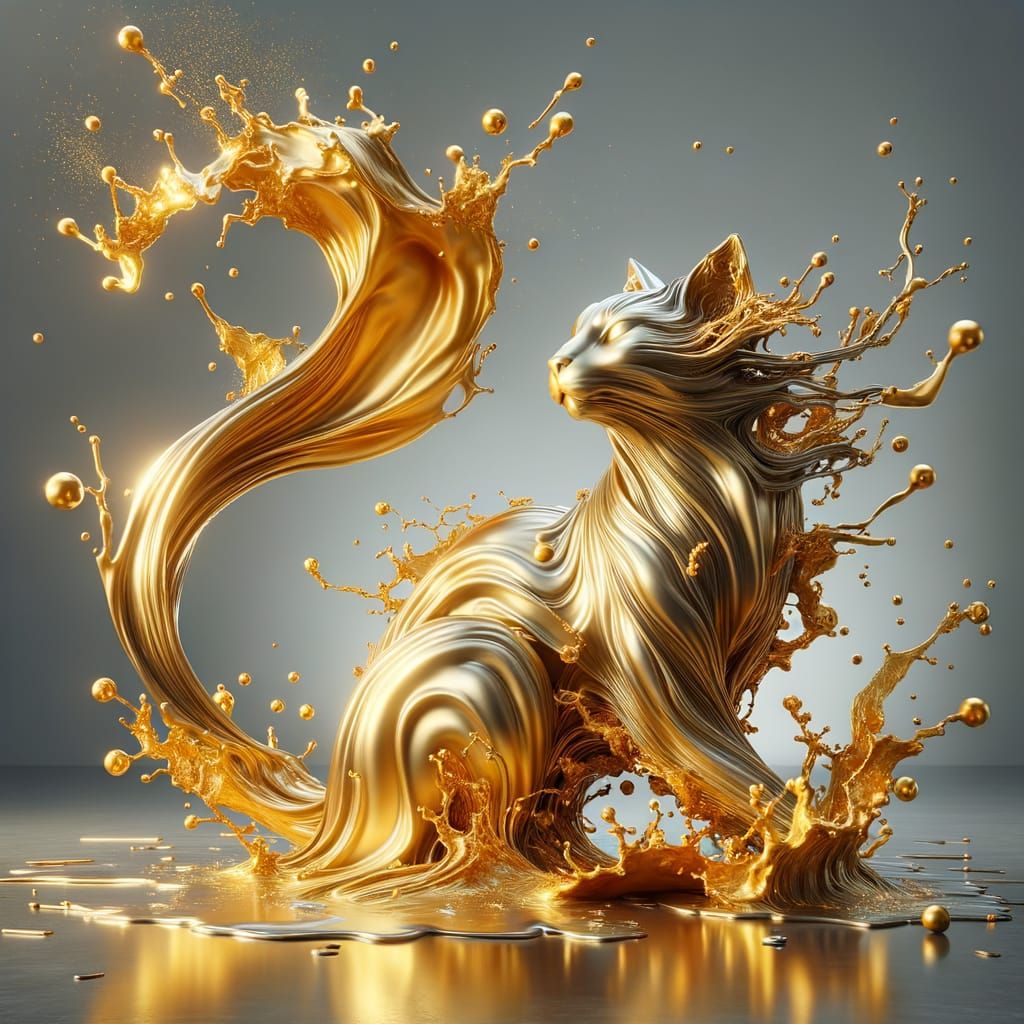 Liquid Gold Cat: A Mythical Metallic Spectacle
