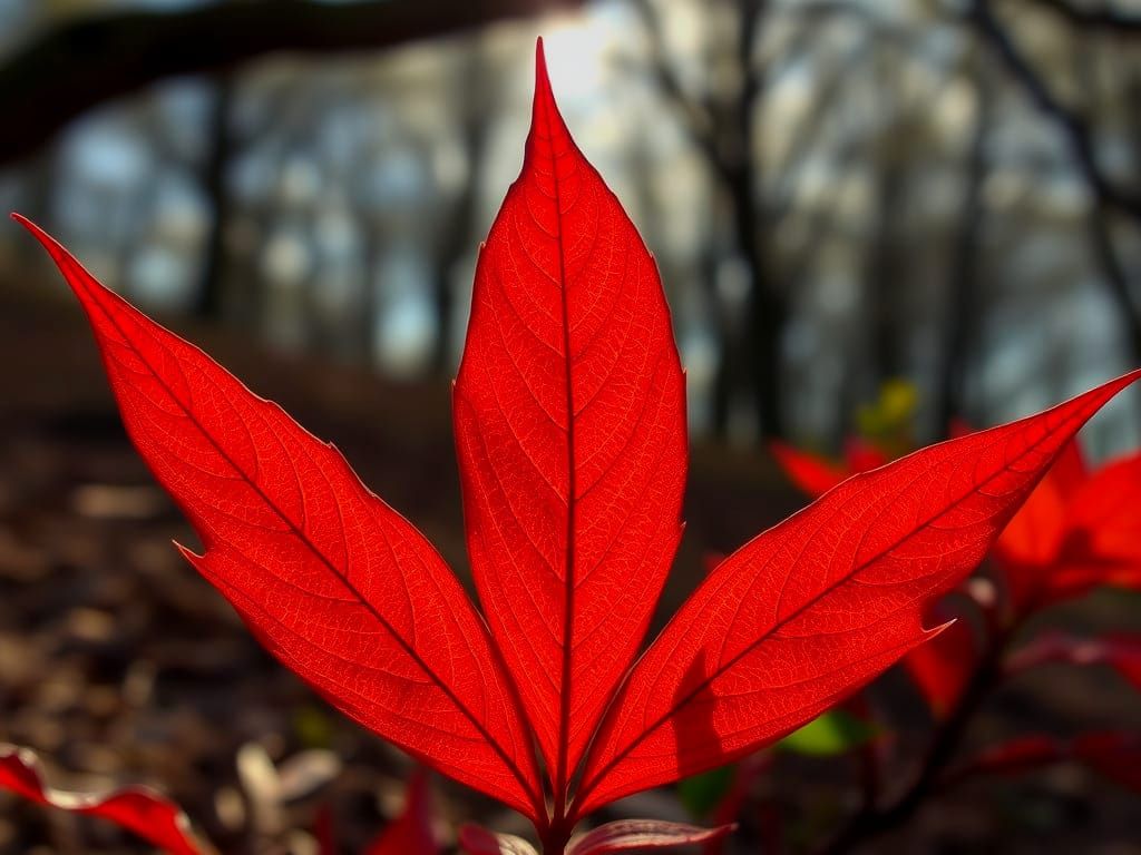 Biophilic Blood-Red Leaf Gradient in HDR