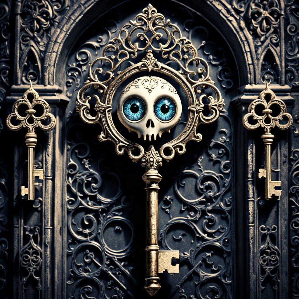 Gothic Key with Mysterious Eyes