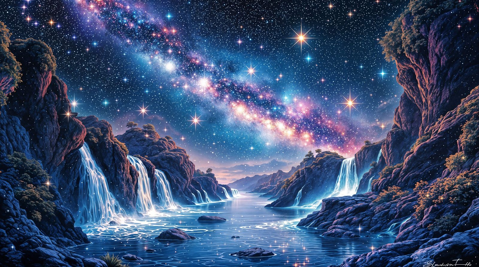 Starry Cosmos Odyssey in Whimsical Fantasy