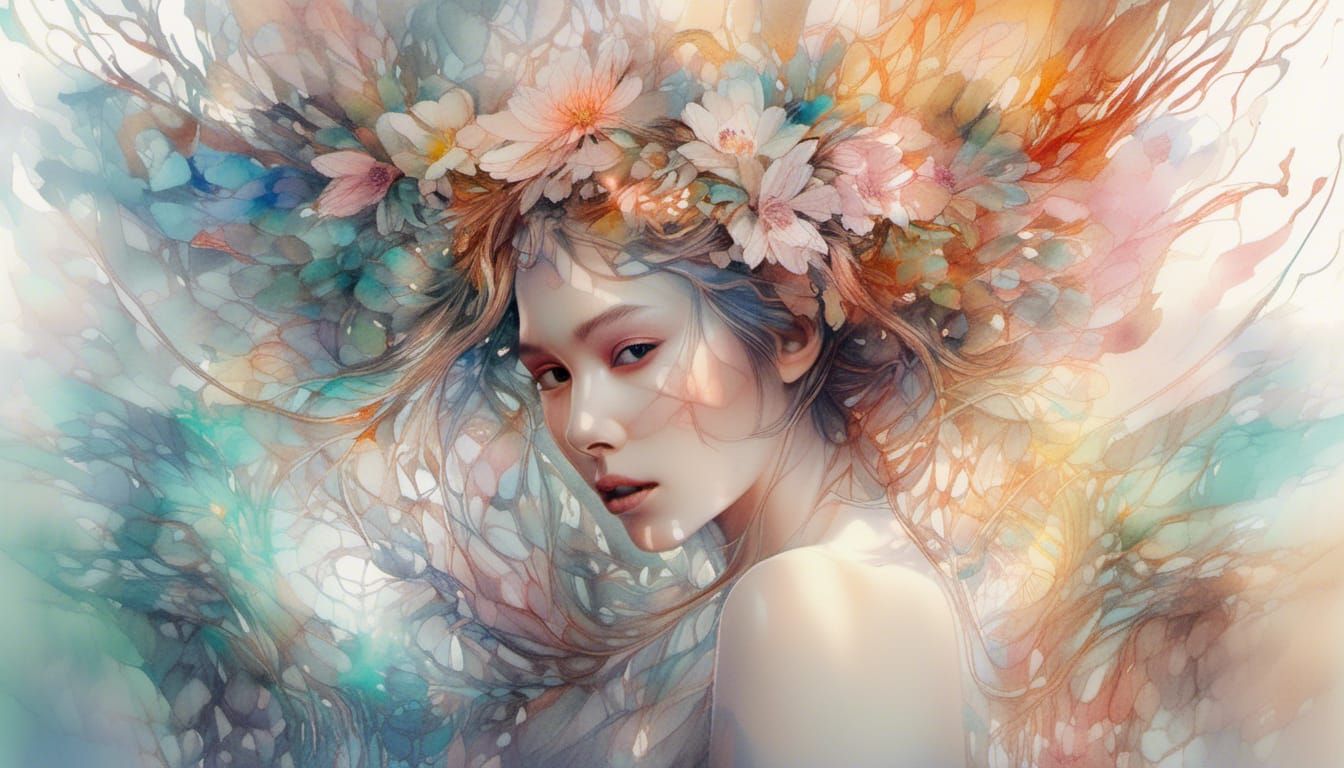 Prismatic Aura in Stylized Watercolor Art