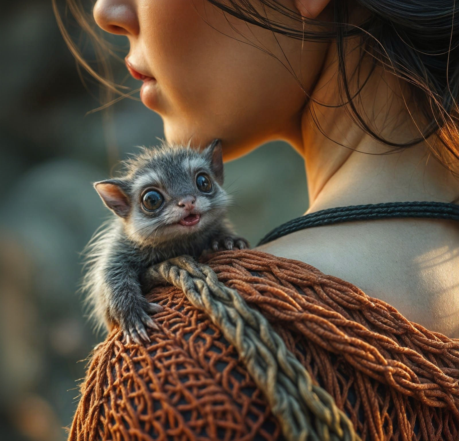 Woman and Creature Portrait in Cinematic Style