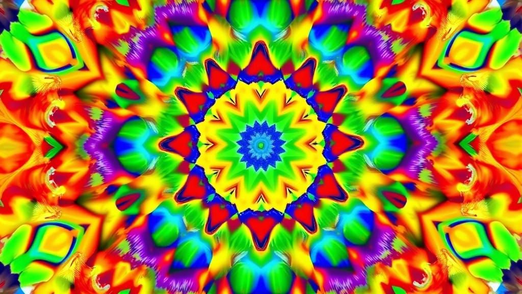 Vibrant Fractal Pattern in Kaleidoscopic Colors