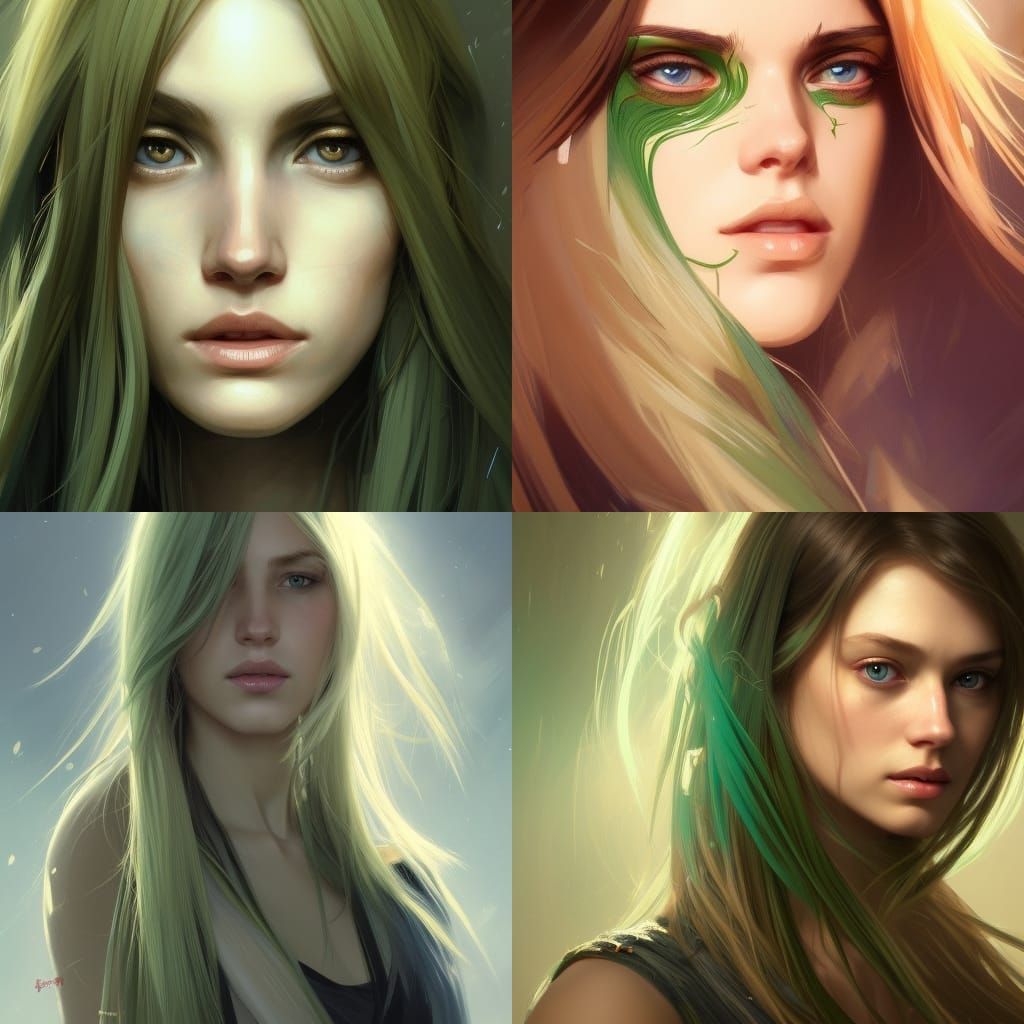 Detailed Portrait of a Blonde Girl with Green Eyes