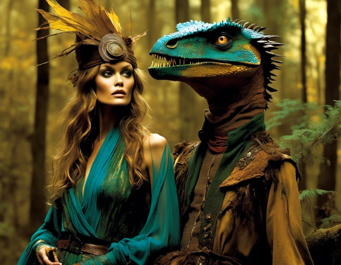 Animatronic Figures in Sepia Tones: Bohemian Fashion