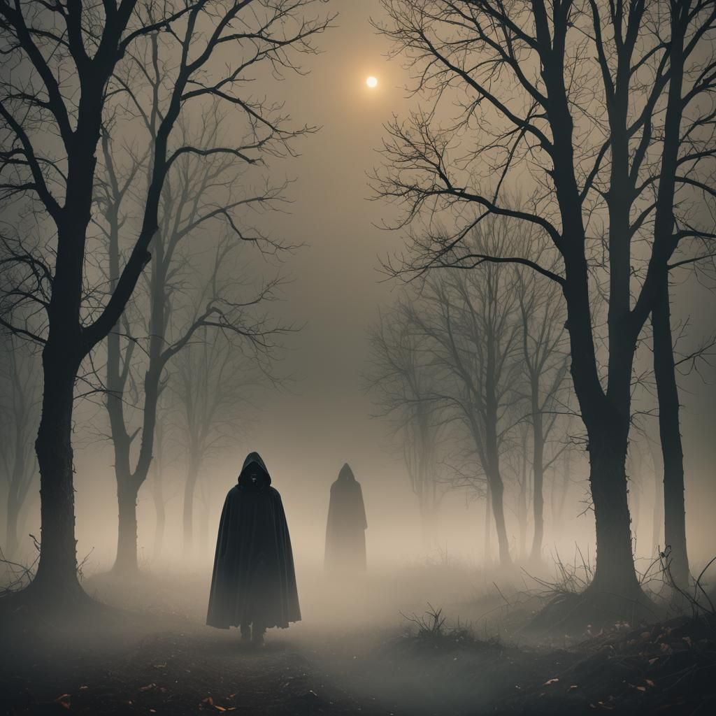 Eerie Grim Reaper in Foggy Dark Fantasy Photography