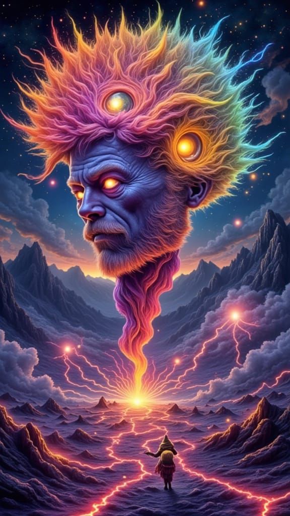 Rainbow Wizard Casting Spells in a Dreamscape