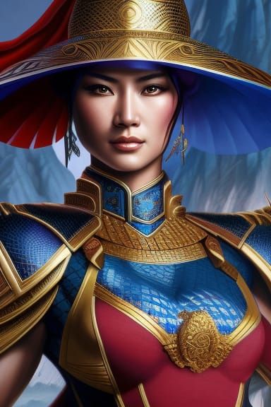 Epic Chinese Warrior Empress Portrait in Digital Art