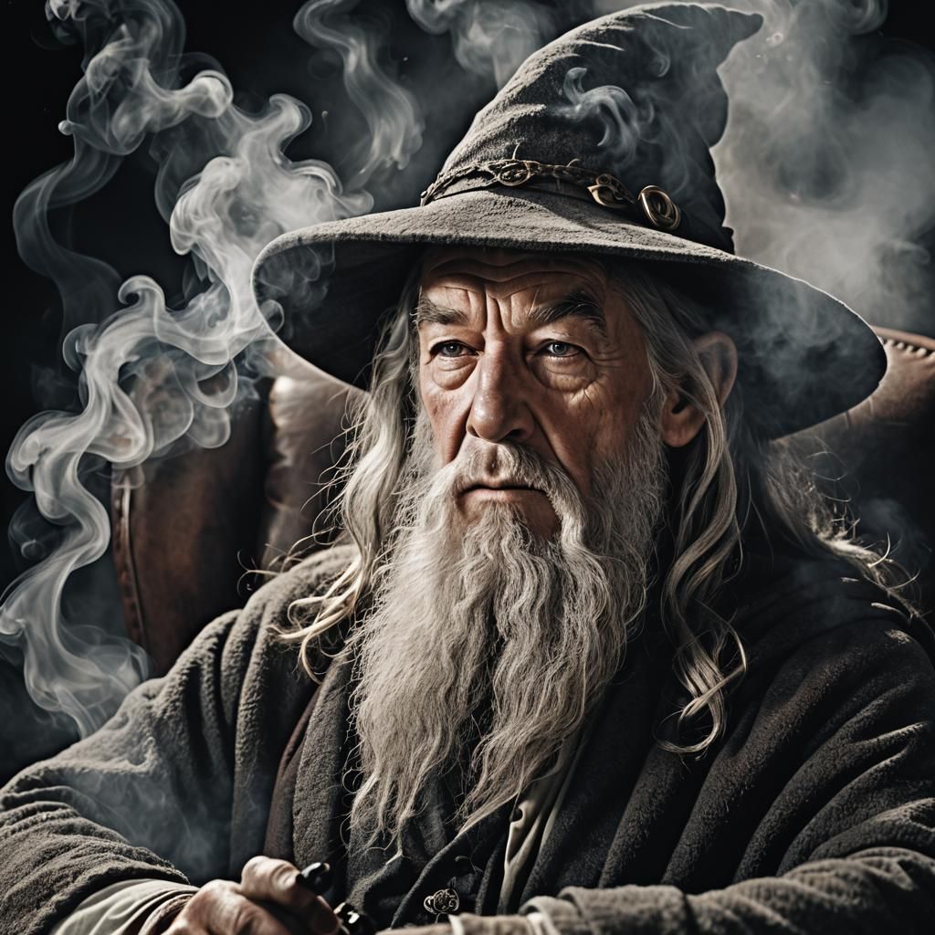 Ominous Wizard Portrait with Tower of Smoke
