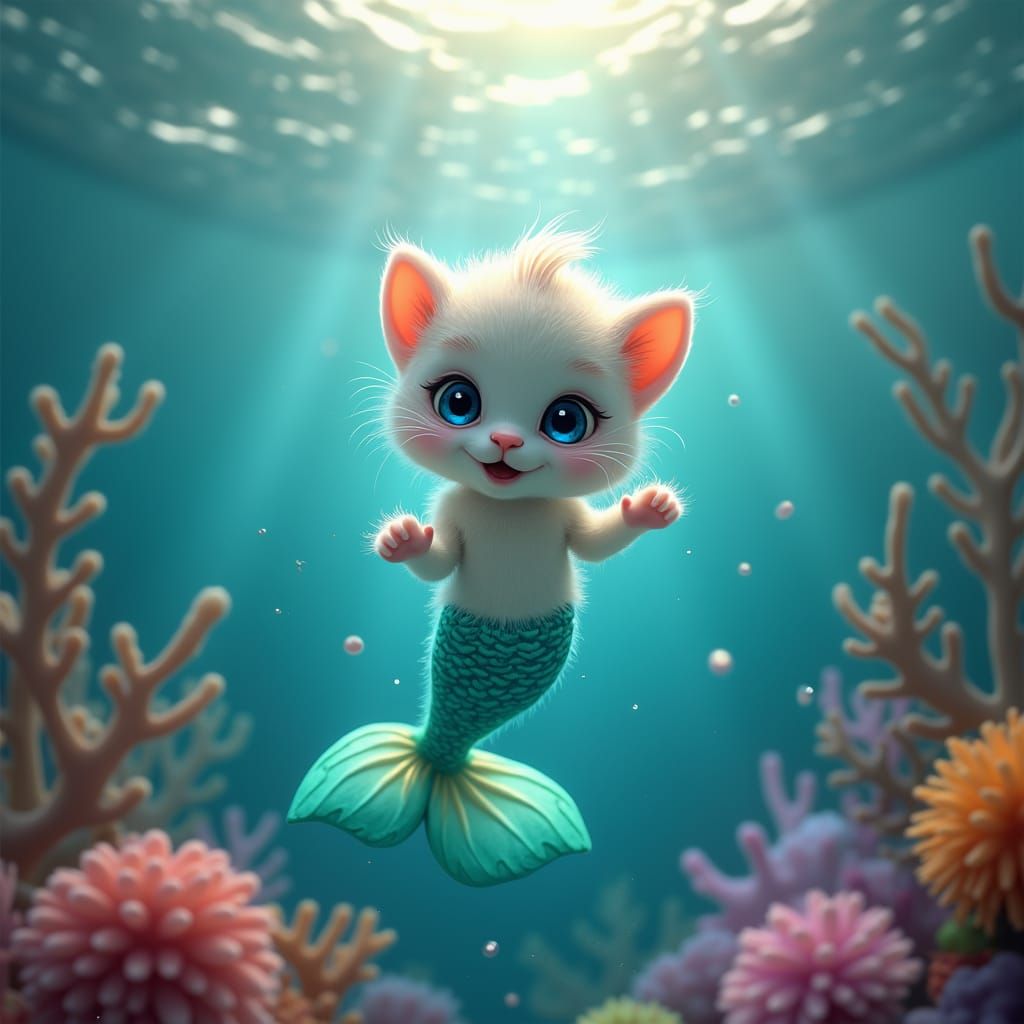 Kitten Mermaid Discovers the Upper World