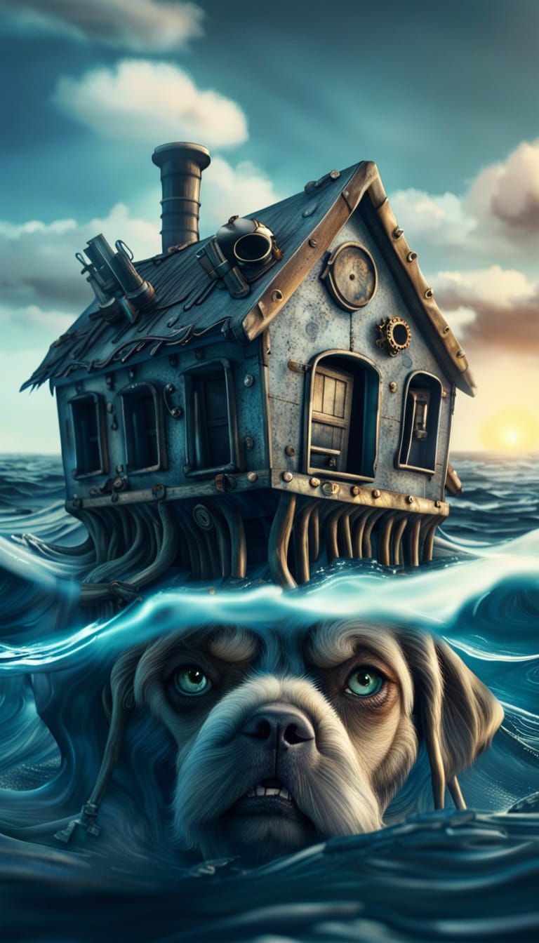 Steampunk Doghouse Bedroom with Melting Bones