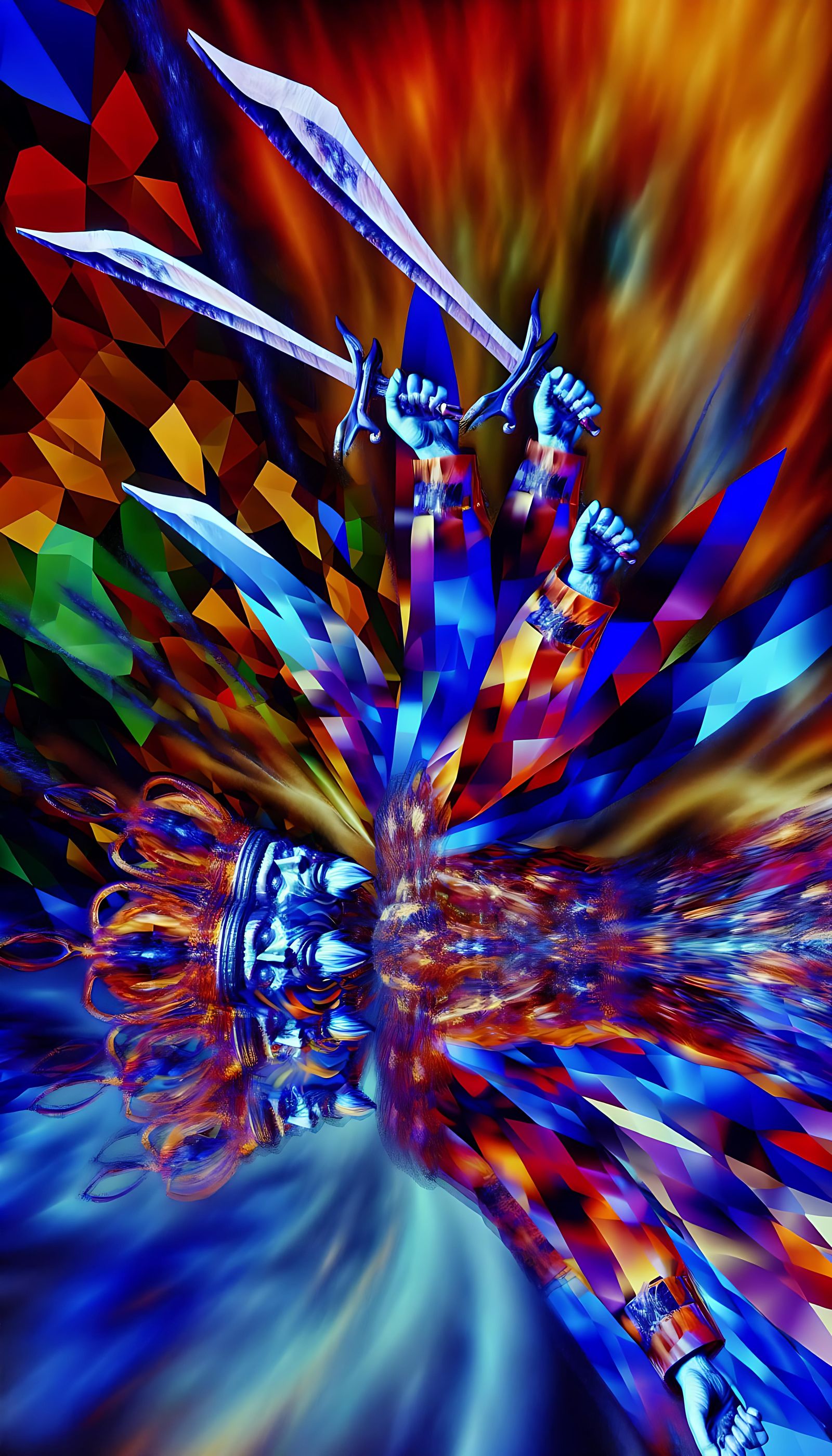 Regal Four-Armed Judge Wielding Swords