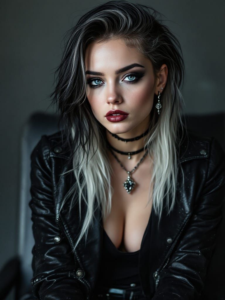 Goth-Punk Goddess in Hyperrealist Portrait