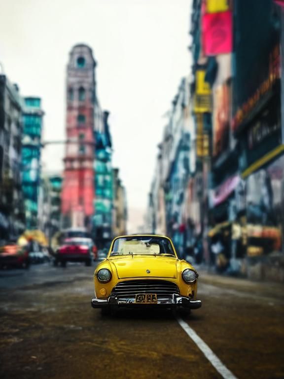 Yellow World: Hyperrealistic Car Scene