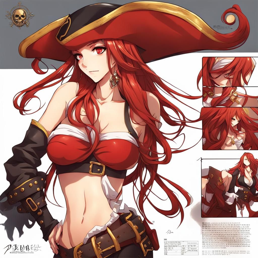 Anime Style Pirate Woman Character Sheet