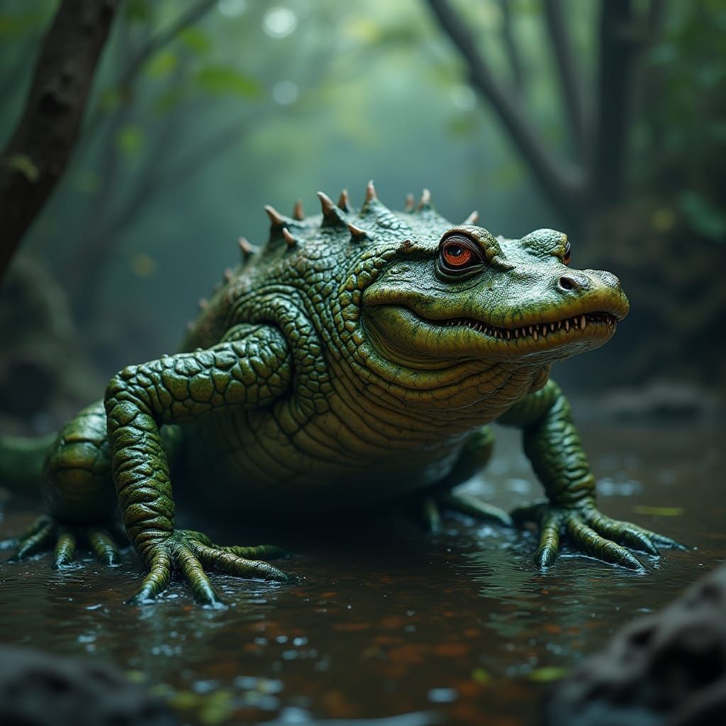Swamp Hybrid Creature in Dark Fantasy Style